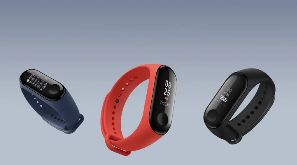 xiaomi mi band 3 in 3 different colors
