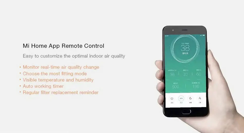 mi home smartphone app for air purifier