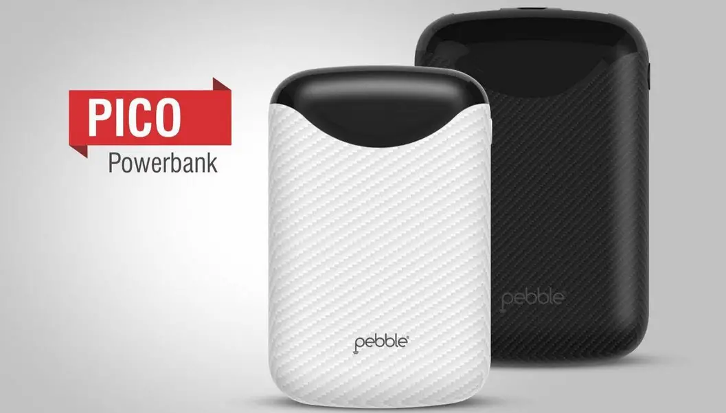 pebble pico powerbank in white and black