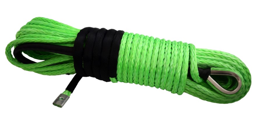 Samlight GREEN 50 x 1/4 7000lbs Synthetic Winch Rope Heat Guard with Forged Hook and Rubber Stopper for Car SUV ATV UTV KFI Ramsey Truck 