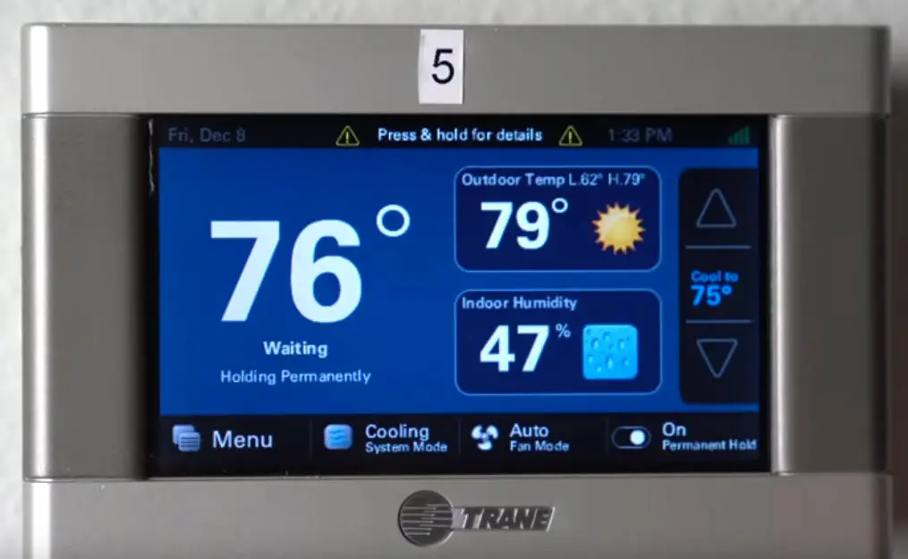 Trane thermostat can't change temperature