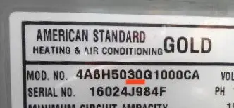 american standard ac tag